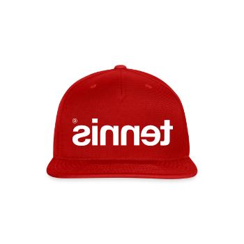 Tennis Backwards In A White Font - Snapback Baseball Cap - red - Front