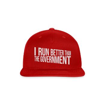 run better than government - Snapback Baseball Cap - red - Front
