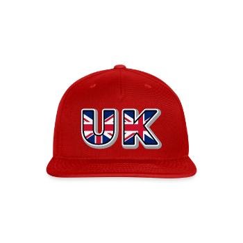 UK Flag Letters - Snapback Baseball Cap - red - Front