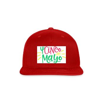 Vibrant Cinco de Mayo Script Graphic - Snapback Baseball Cap - red - Front
