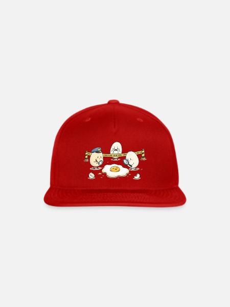 Egg Crime Scene Funny Cute Doodle - Snapback Baseball Cap - red