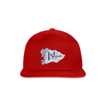 Coquette Striped 1st Grade Pennant Back to School - Snapback Baseball Cap - red - Front