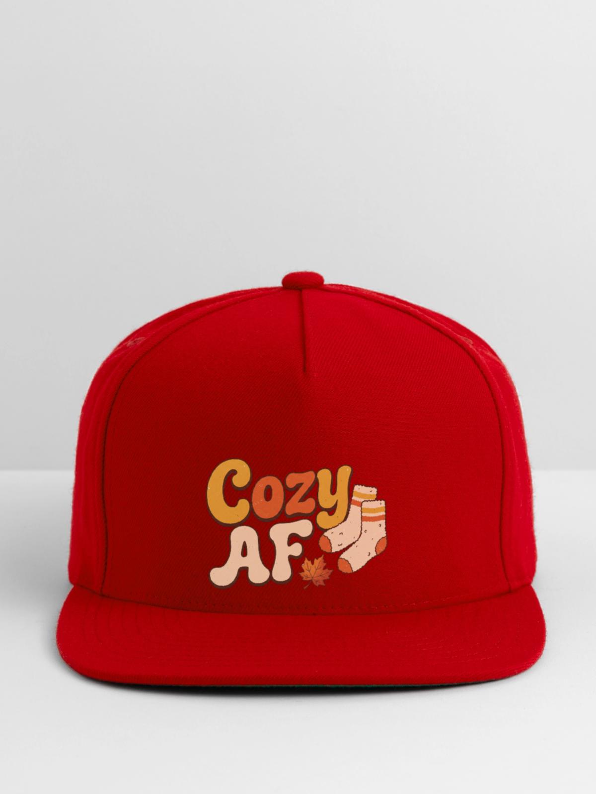 Cozy AF Autumn Socks - Snapback Baseball Cap - red - Front