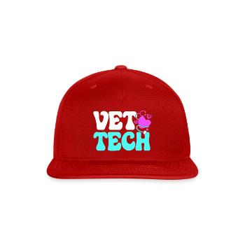 veterinarian Stethoscope Vet Tech - Snapback Baseball Cap - red - Front
