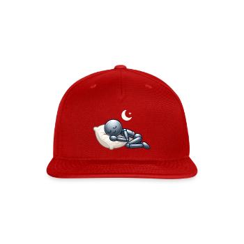 Nightly Sleepy Bot on Moon Pillow - Snapback Baseball Cap - red - Front