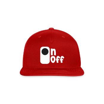 On Off Toggle Emblem - Snapback Baseball Cap - red - Front