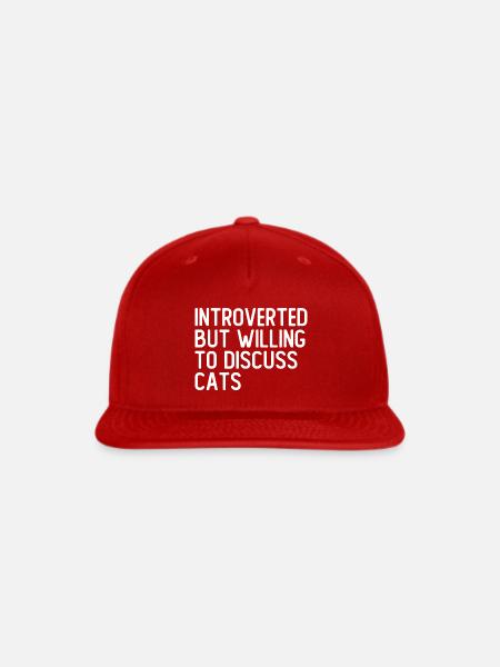 Introverted But Willing To Discuss Cats Cat Lover - Snapback Baseball Cap - red