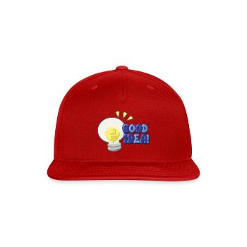 Cute Good Idea Light Bulb Typography Art - Snapback Baseball Cap - red - Front