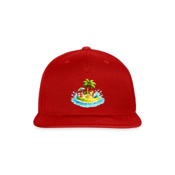 Small Island in the Sea with Palm Tree and Beach A - Snapback Baseball Cap - red - Front