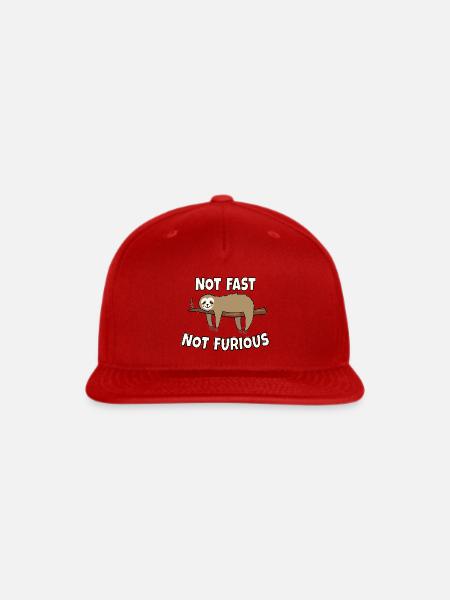 Not Fast Not Furious Sloth - Snapback Baseball Cap - red