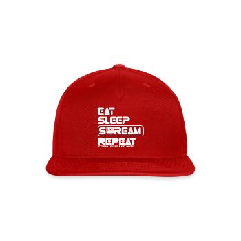 Streamer Life: Eat, Sleep, Repeat - Snapback Baseball Cap - red - Front