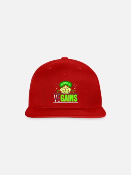Vegains Strong Broccoli Bodybuilding Vegetarian - Snapback Baseball Cap - red