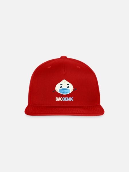 Chinese Dim sum Baodemic Pandemic Virus Face Mask - Snapback Baseball Cap - red