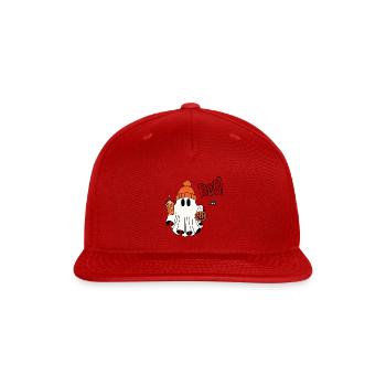 Halloween Ghost with Pumpkin Bucket - Snapback Baseball Cap - red - Front