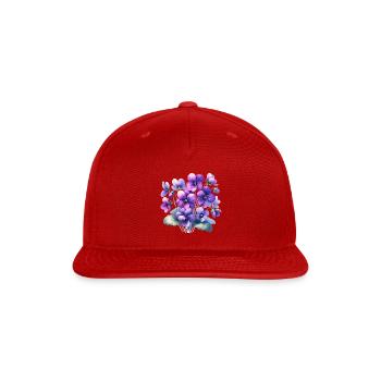 Violet Pansy Bloom Spray - Snapback Baseball Cap - red - Front