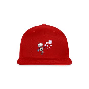 Robot blowing iridescent soap bubbles - Snapback Baseball Cap - red - Front