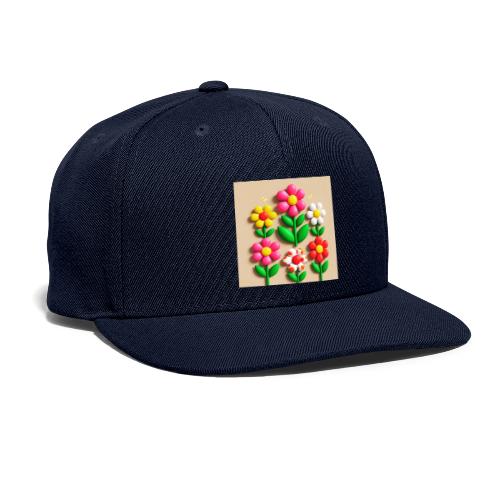 3D Flowers and Butterflies in Amber, Floral Design - Snapback Baseball Cap