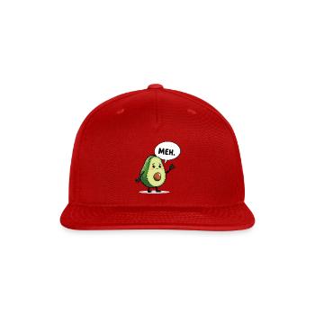 Cute Avocado with Meh Expression - Snapback Baseball Cap - red - Front