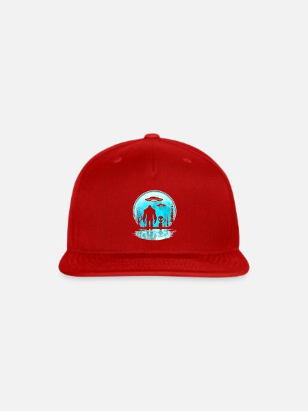 Blue Moon Alien Silhouette Circle - Snapback Baseball Cap - red