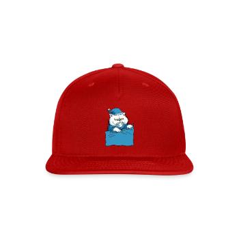 Grumpy Blue Pajama Cat - Snapback Baseball Cap - red - Front