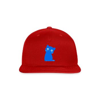Azure Blue Cat Silhouette - Snapback Baseball Cap - red - Front