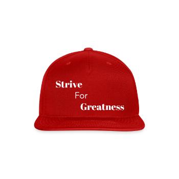 Strive For Greatness White - Snapback Baseball Cap - red - Front