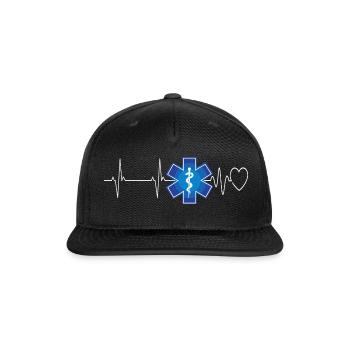 Paramedic Heartbeat Ekg Emergency Emt Ems Gift - Snapback Baseball Cap - black - Front