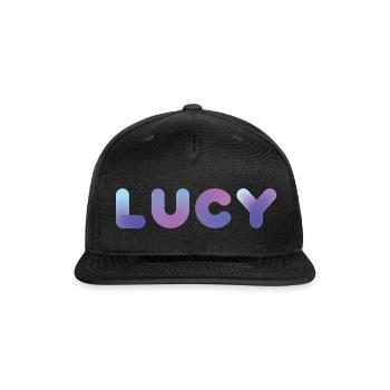 Female Names | Blue Neon : Lucy - Snapback Baseball Cap - black - Front