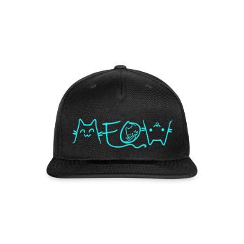 Meow Cat Face - Snapback Baseball Cap - black - Front