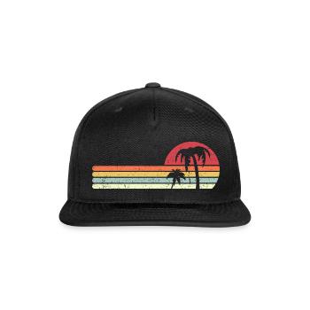 Retro Palm Tree Beach - Snapback Baseball Cap - black - Front