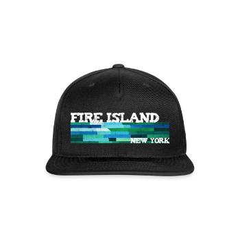 Fire Island groovy blues greens water taxi ferry  - Snapback Baseball Cap - black - Front