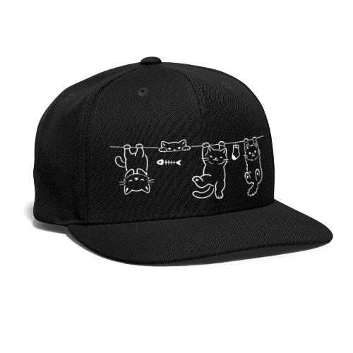 Minimalist Hanging Cats Line Art - Cute Kittens - Snapback Baseball Cap