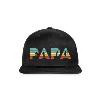 Papa Vintage Fishing Dad Angler Gift - Snapback Baseball Cap - black - Front