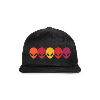 Alien Heads Faces Extraterrestrials Retro Vintage - Snapback Baseball Cap - black - Front