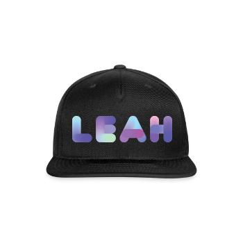 Female Names | Blue Neon : Leah - Snapback Baseball Cap - black - Front