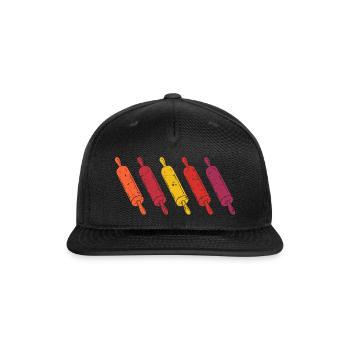 Rolling Pin Retro Vintage Baking Baker - Snapback Baseball Cap - black - Front