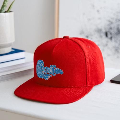 The D® - Detroit Wheel Guitar with Flames Bl Slvr - Snapback Baseball Cap
