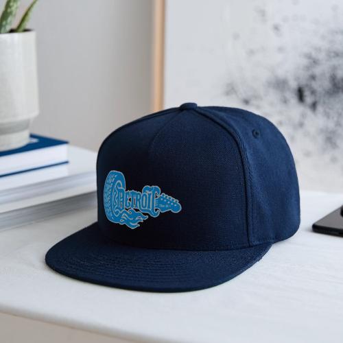 The D® - Detroit Wheel Guitar with Flames Bl Slvr - Snapback Baseball Cap