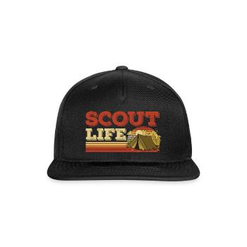 Retro Scout Scouting Life Tent Hobby Camp - Snapback Baseball Cap - black - Front
