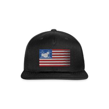 American Drummer Flag with Drum Kit and Sticks - Snapback Baseball Cap - black - Front