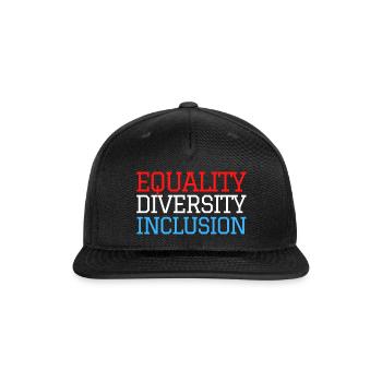Equality Diversity Inclusion - Red White and Blue - Snapback Baseball Cap - black - Front