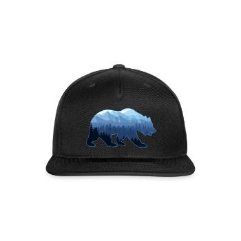 Bear Double Exposure Surreal Wildlife Animal Tee - Snapback Baseball Cap - black - Front