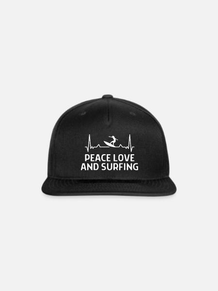 Peace Love And Surfing Outfit Surfing Fashion - Snapback Baseball Cap - black