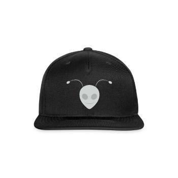 Alien Ant Face Design White Silver - Snapback Baseball Cap - black - Front
