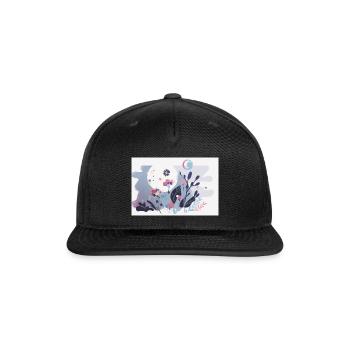 Moonlit Flowers - Moon Gardens Series - Minimalist - Snapback Baseball Cap - black - Front
