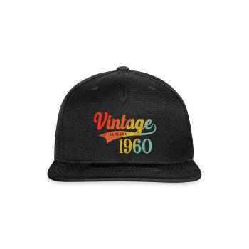 January 1960 Birthday Vintage January 1960 Awesome - Snapback Baseball Cap - black - Front
