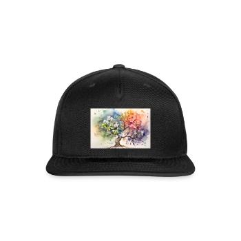 Watercolor Tree of Seasons - Snapback Baseball Cap - black - Front
