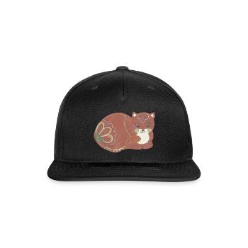 Folk art comfy cat - Snapback Baseball Cap - black - Front