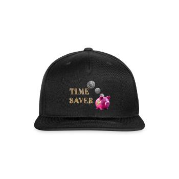 Time Saver Piggy Bank - with Lincoln Log Text - Snapback Baseball Cap - black - Front