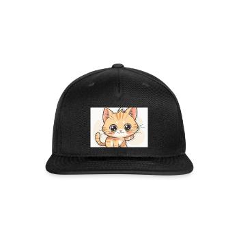 Waving Kawaii Orange Tabby - Snapback Baseball Cap - black - Front